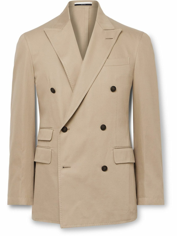 Photo: Dunhill - Cavendish Double-Breasted Cotton and Cashmere-Blend Twill Suit Jacket - Neutrals