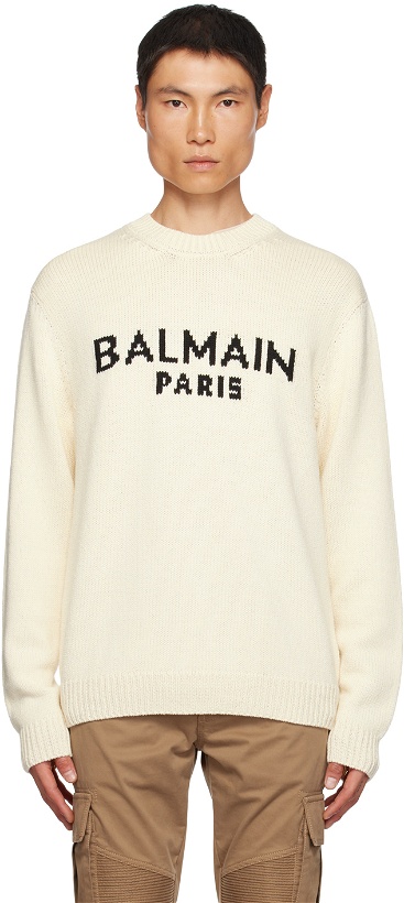 Photo: Balmain Off-White Jacquard Sweater