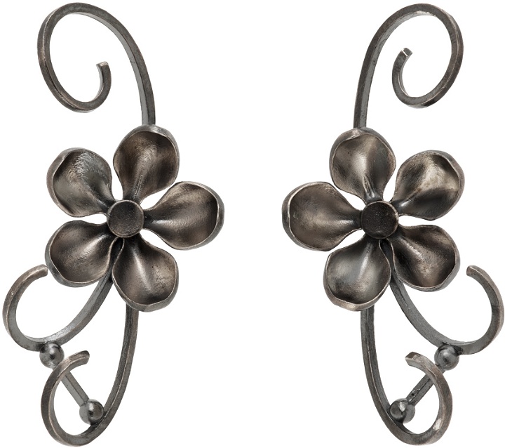 Photo: J.KIM Silver Wrought-Iron Fence Flower Earrings