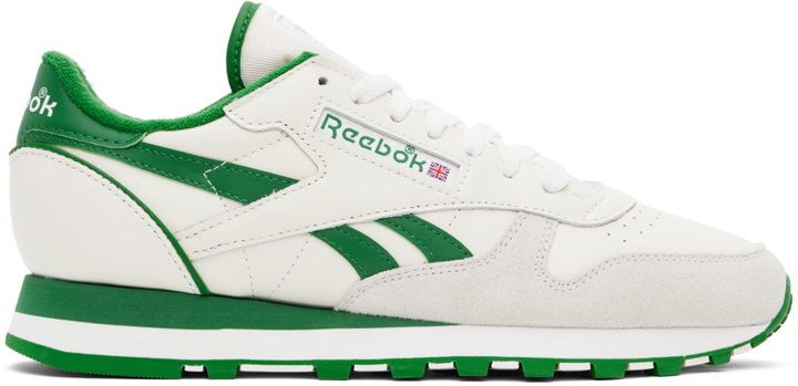 Photo: Reebok Classics Off-White & Green Classic Leather 1983 Vintage Sneakers