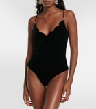 Galvan Scalloped velvet bodysuit