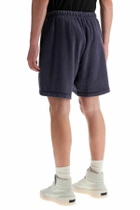 FEAR OF GOD ESSENTIALS high-waisted navy blue cotton sports shorts Blue
