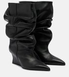 Balmain Leather wedge boots