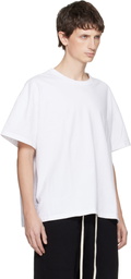 Les Tien White Lightweight Binded Neck Oversized T-shirt