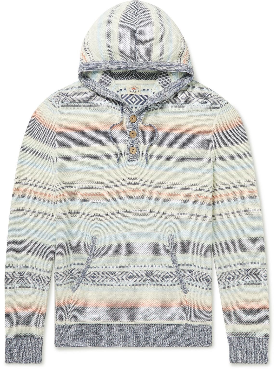 Faherty - Jacquard-Knit Organic Cotton Hooded Sweater - Multi Faherty