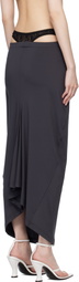 Pushbutton Navy Lace Layered Maxi Skirt