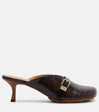 Ganni 40 crocodile-effect leather mules