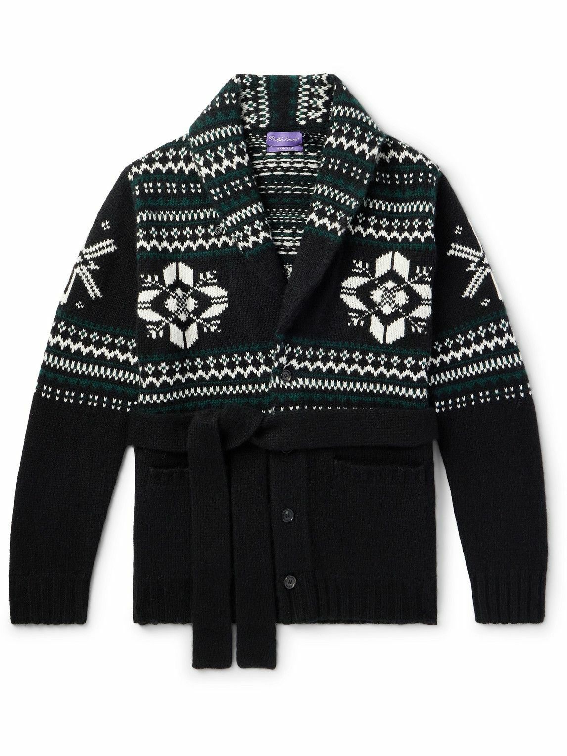 Ralph Lauren Purple label - Shawl-Collar Belted Jacquard-Knit