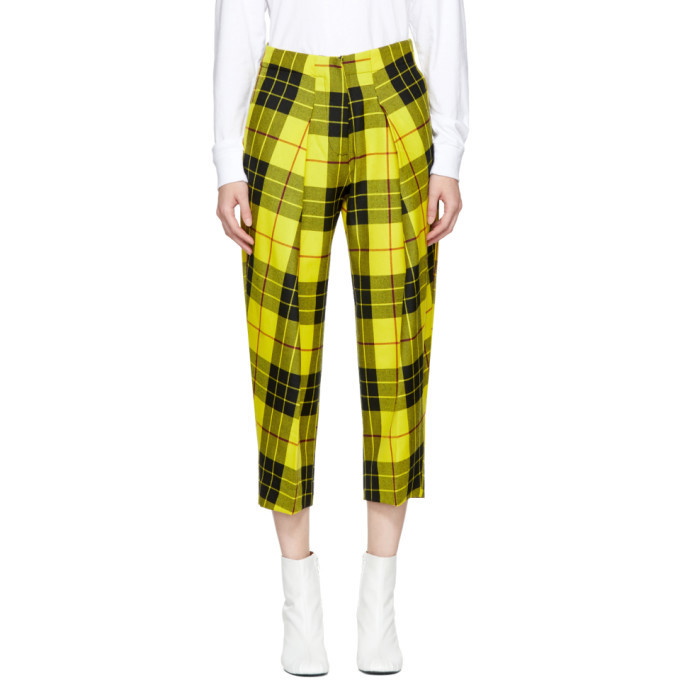 Photo: Ashley Williams Yellow Pleated Wool Tartan Trousers