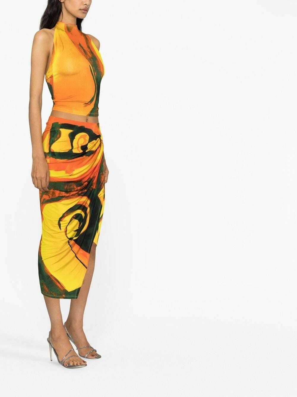 LOUISA BALLOU - Long Printed Draped Skirt