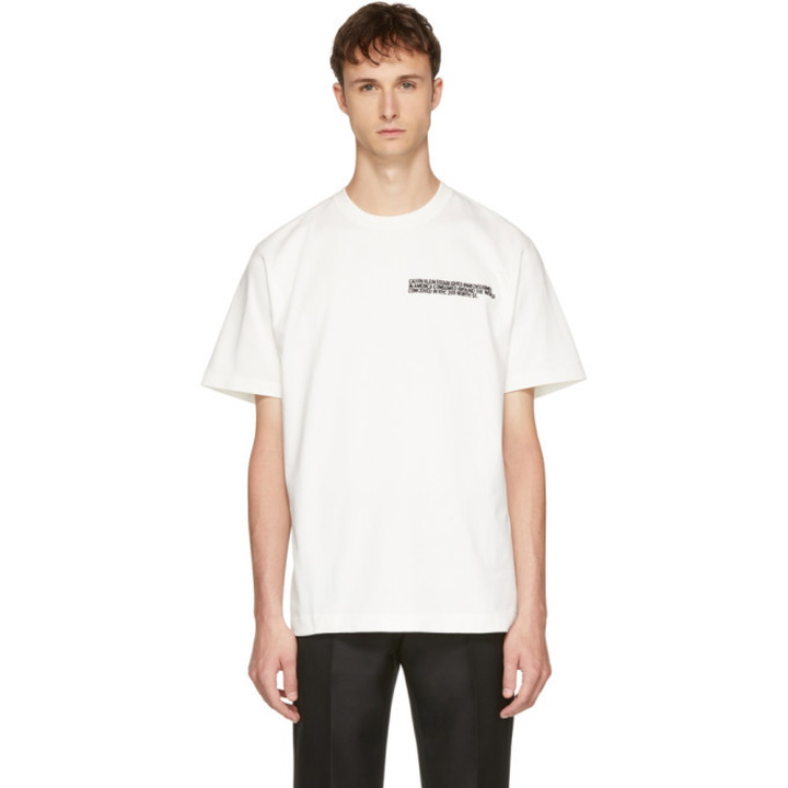 Photo: Calvin Klein 205W39NYC Off-White Logo Text T-Shirt