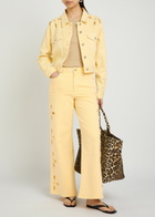 Good American Essential Cut-out Stretch-denim Jacket Yellow