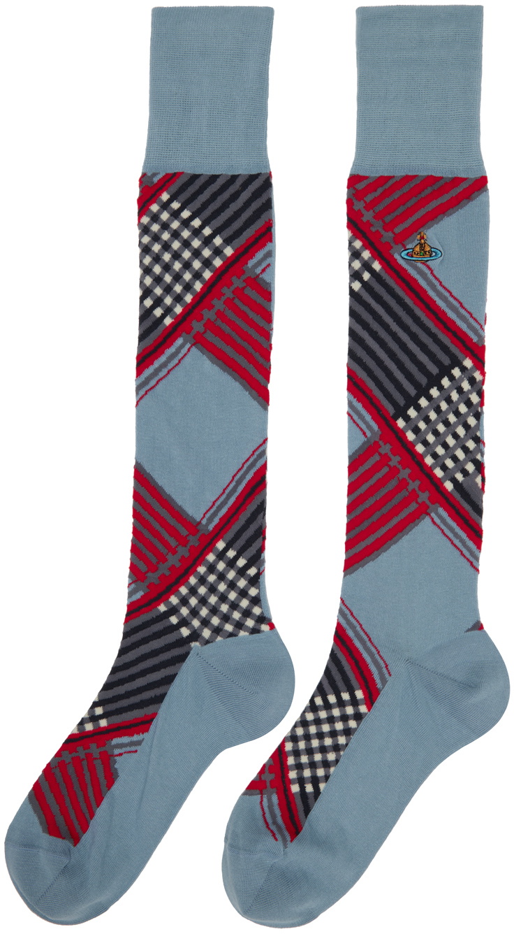 Vivienne Westwood Blue & Red Combat Tartan Socks Vivienne