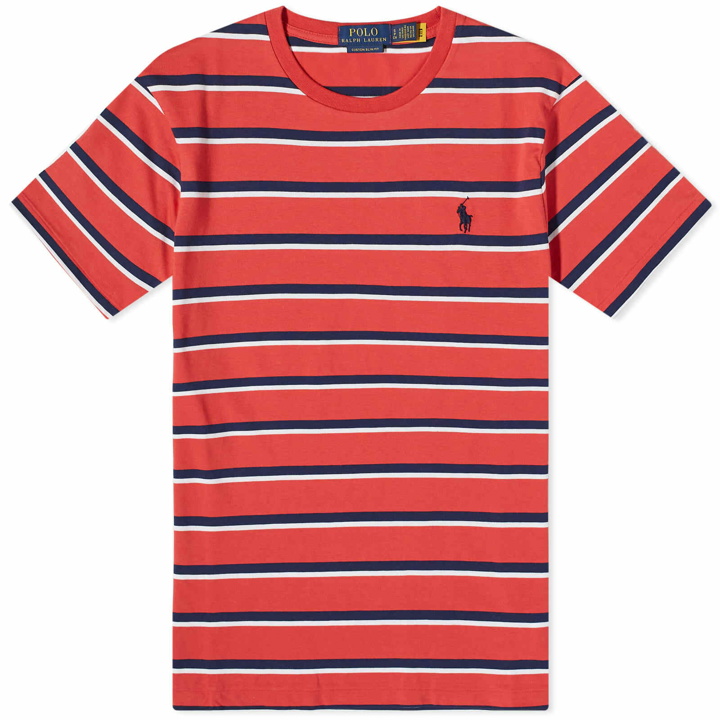 Photo: Polo Ralph Lauren Men's Multi Stripe T-Shirt in Spring Red Multi
