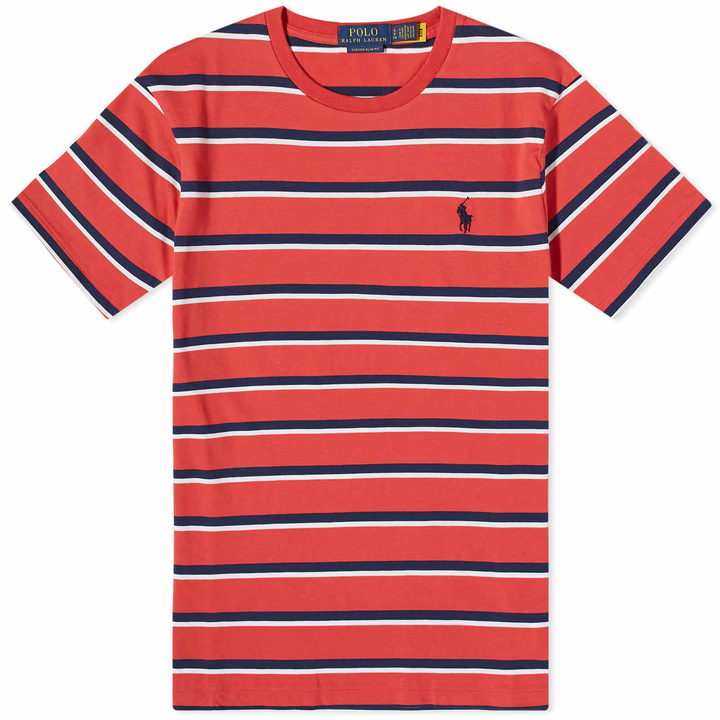 Photo: Polo Ralph Lauren Men's Multi Stripe T-Shirt in Spring Red Multi