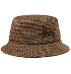 Stüssy - Logo-Embroidered Tweed Bucket Hat - Brown