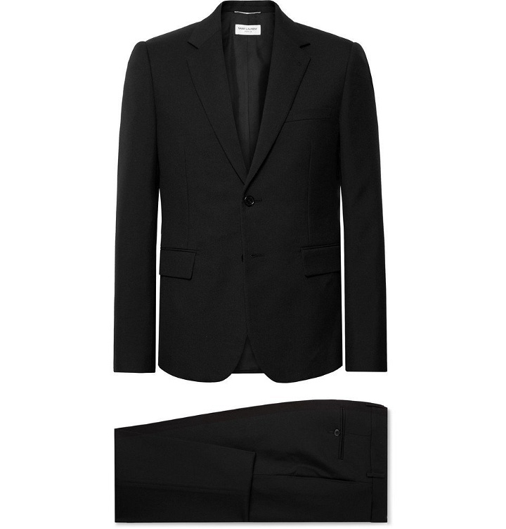 Photo: SAINT LAURENT - Black Slim-Fit Virgin Wool-Gabardine Suit - Black