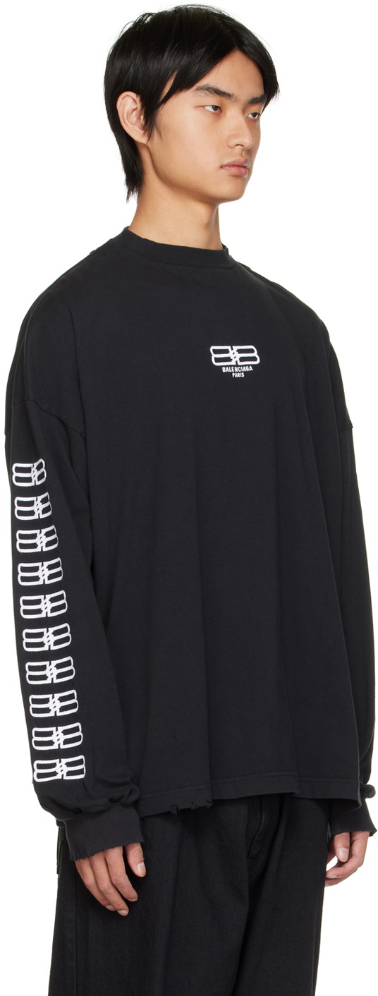 Balenciaga Black BB Paris Icon Long Sleeve T-Shirt Balenciaga