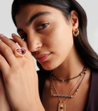 Marie Lichtenberg Baba Medium 18kt gold single hoop earring with diamonds and ruby