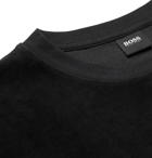 HUGO BOSS - Logo-Embroidered Cotton-Blend Velour Sweatshirt - Black