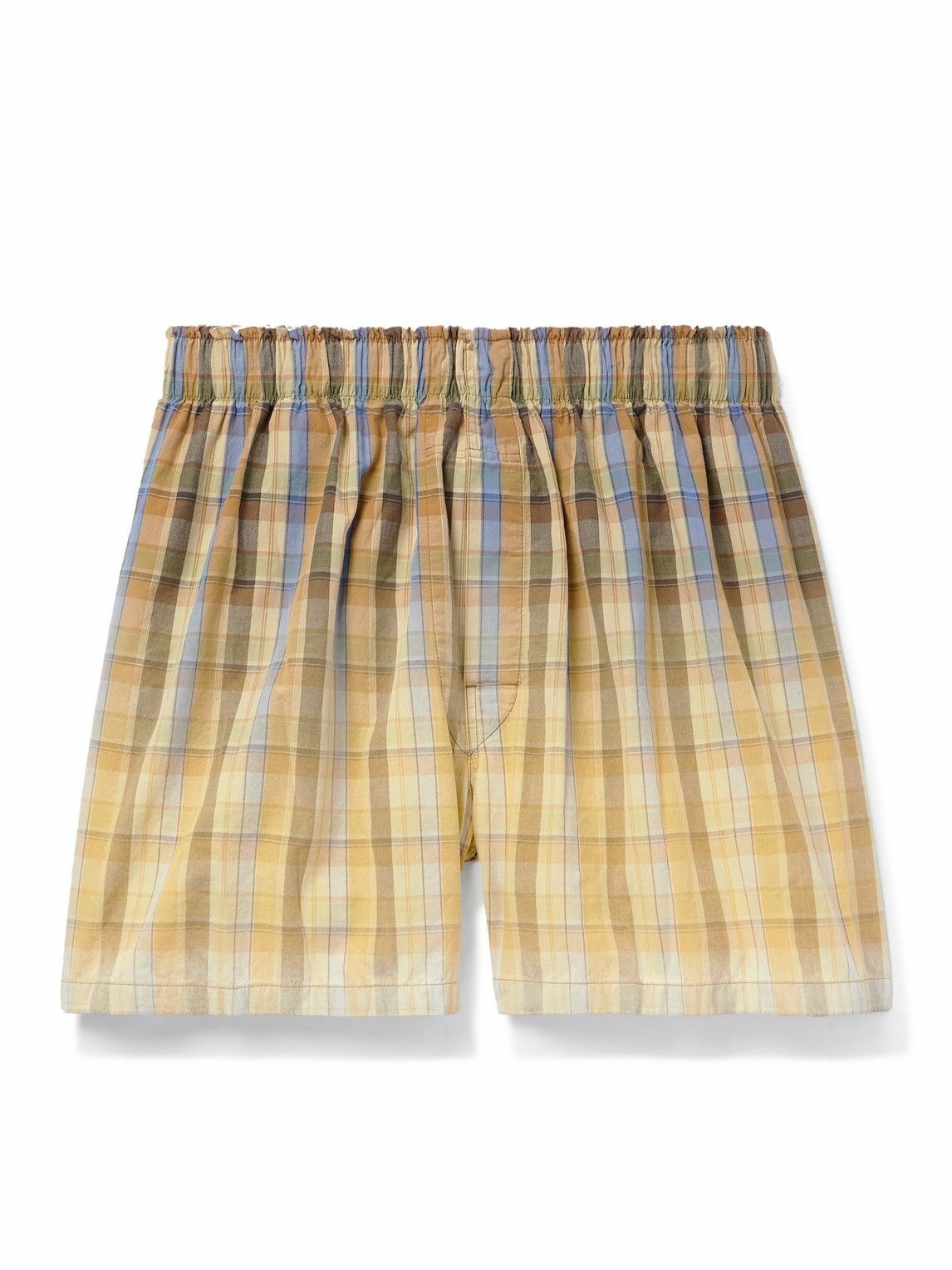 Photo: Maison Margiela - Checked Cotton-Poplin Boxer Shorts - Yellow
