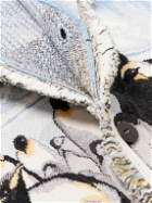 Alanui - Postcard From Antarctic Fringed Intarsia Wool-Blend Cardigan - Blue