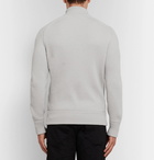 TOM FORD - Slim-Fit Suede-Trimmed Ribbed Cashmere Zip-Up Cardigan - Men - Light gray