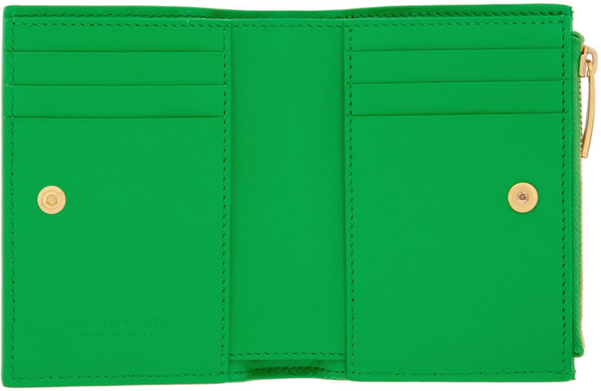 Bottega Veneta Green Bifold Zip Wallet Bottega Veneta