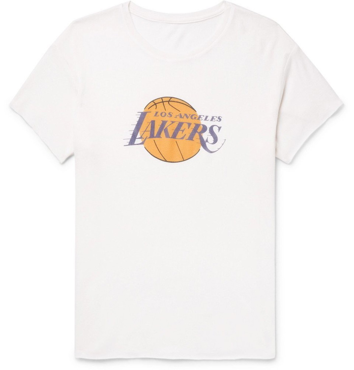 Photo: The Elder Statesman - NBA Los Angeles Lakers Printed Cashmere and Silk-Blend T-Shirt - Off-white