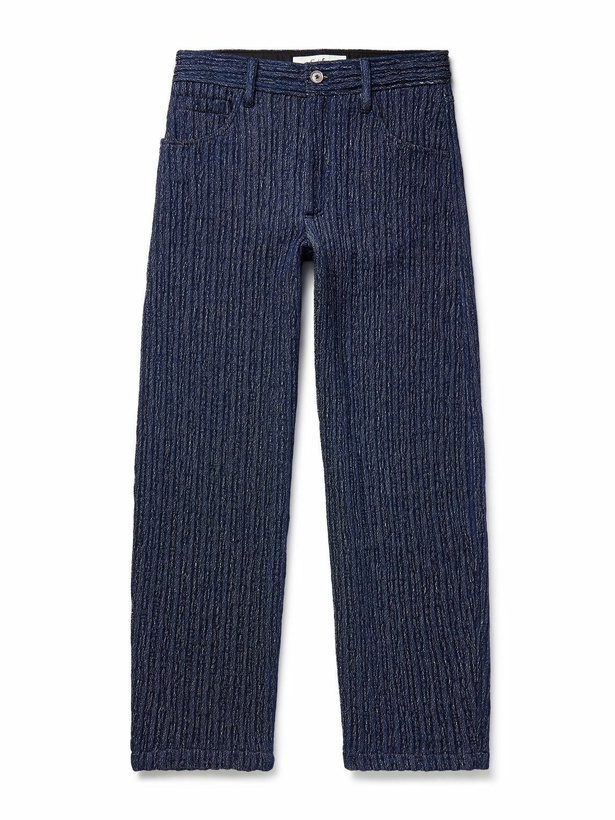 Photo: Séfr - Nasedo Straight-Leg Ribbed Cotton-Blend Bouclé Trousers - Blue