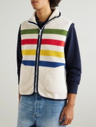 Drake's - Striped Wool-Blend Fleece Gilet - Neutrals
