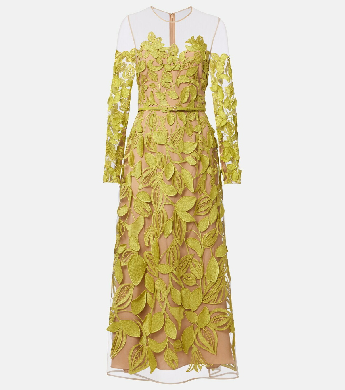 Elie Saab Embroidered silk-blend midi dress