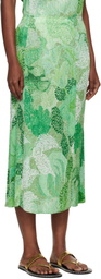 PLEATS PLEASE ISSEY MIYAKE Green Foggy Forest Midi Skirt