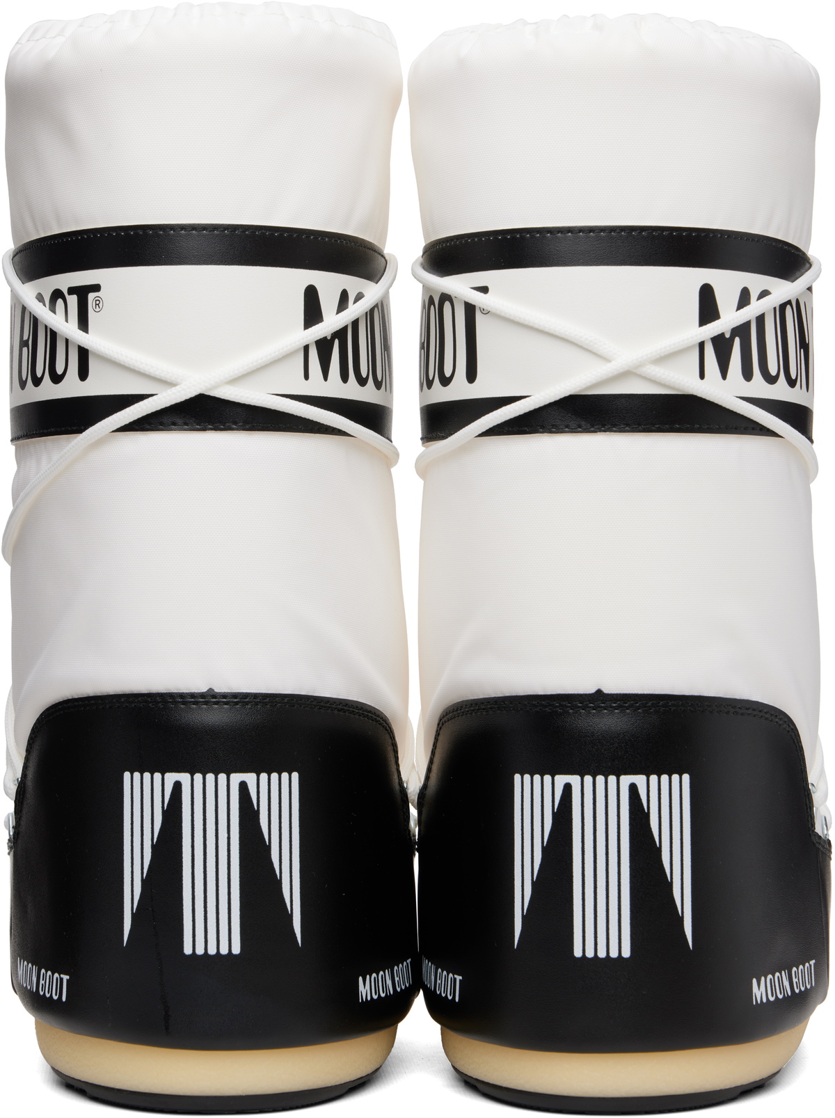 Moon Boot White & Black Icon Nylon Boots Moon Boot