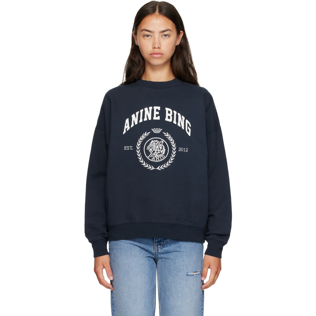 ANINE BING Navy Miles Sweatshirt