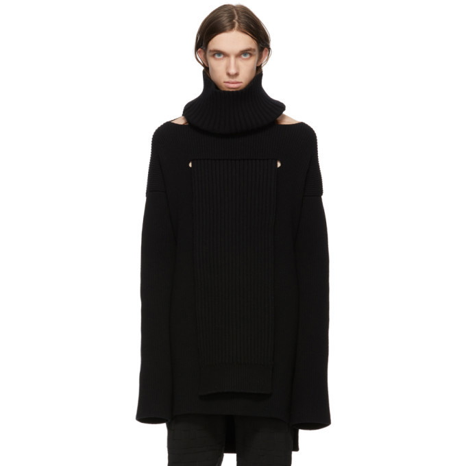 Photo: Bottega Veneta Black Convertible Wool Hydro Turtleneck