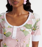 Chloé Printed cotton-blend Henley shirt