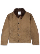 VISVIM - Deckhand Albacore Stripe and Shearling-Trimmed Cotton Jacket - Brown