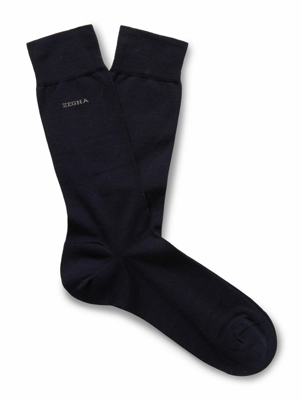 Photo: Zegna - Everyday Logo-Intarsia Cotton-Blend Socks