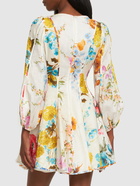 ZIMMERMANN - Halcyon Floral Layered Linen Mini Dress