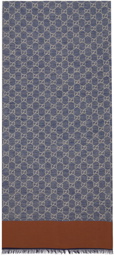 Gucci Blue Cotton Jacquard GG Scarf