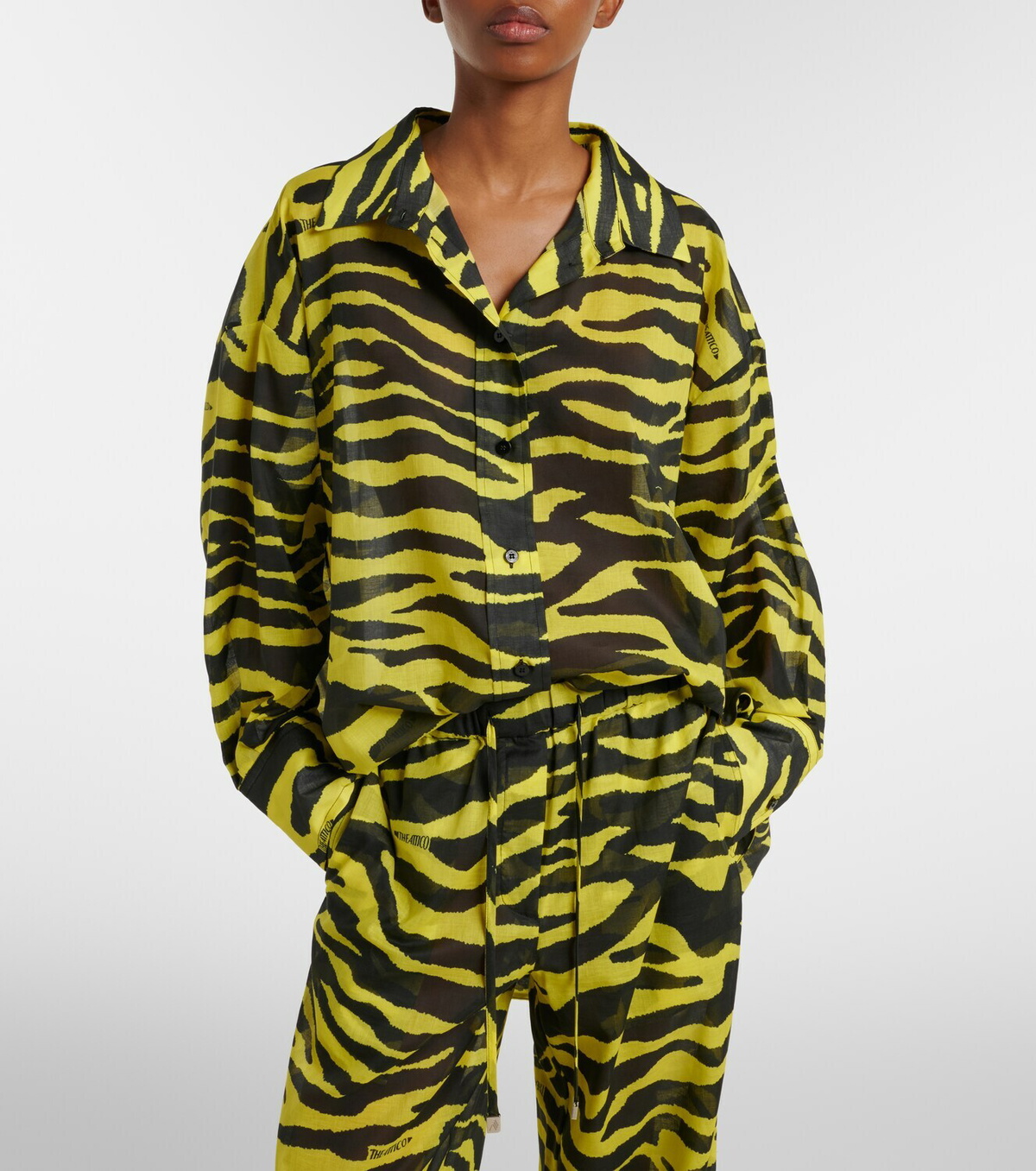 The Attico Animal-print cotton muslin shirt