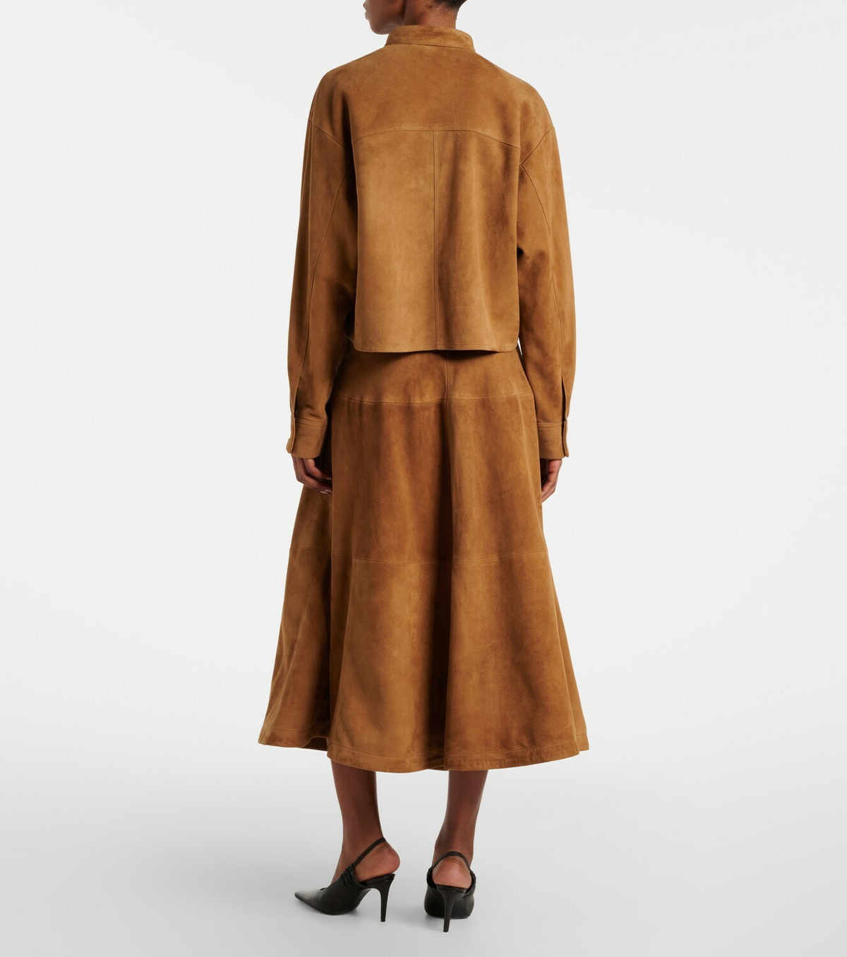Nour Hammour Opera suede midi skirt