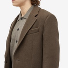 AMI Paris Men's Two Button Herringbone Wool Overcoat in Dark Coffee