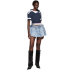 August Barron Blue Scrunch Denim Skirt