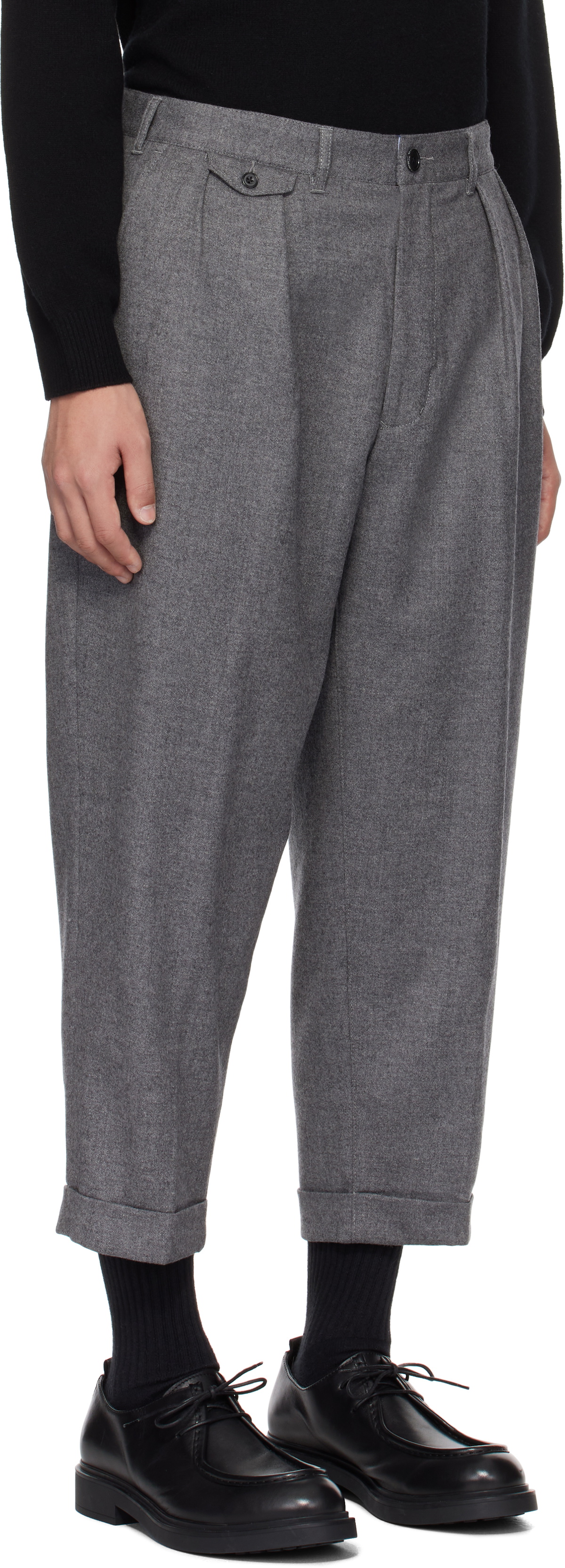 名品　ビームスプラス2 Pleats Tapered Flannel　M Beams Plus 2 Pleats Tapered Flannel - Navy Blue | Article.