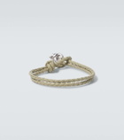 Bottega Veneta Leather-trimmed sterling silver bracelet