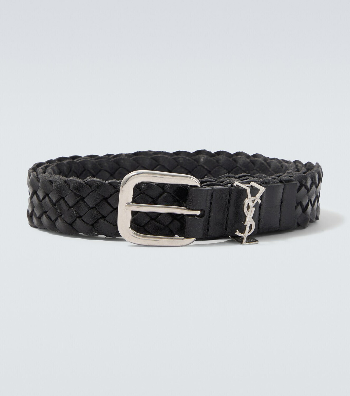 Saint Laurent Cassandre woven leather belt