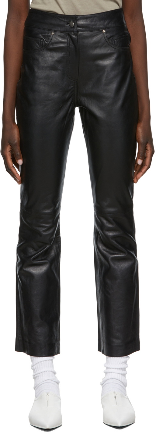 Stand Studio Black Leather Avery Cropped Trousers Stand Studio