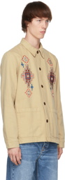 Nudie Jeans Beige Embroidered Barney Worker Jacket